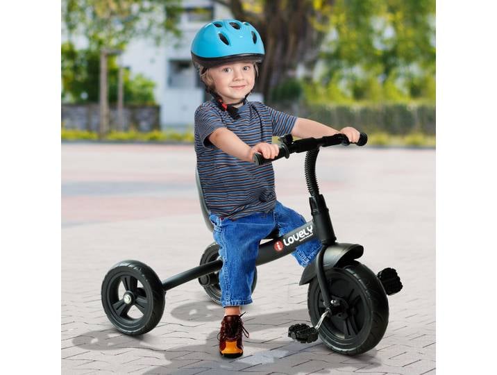 HOMCOM Tricycle Enfants Multi-équipé Sonnette Gris