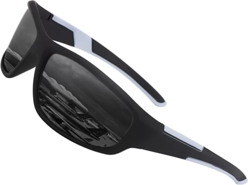 INF Fahrrad-Sonnenbrille polarisiert mit TAC-Linsen und Aufbewahrungsetui, PC-Rahmen, Sport-Design Schwarz-Weiss