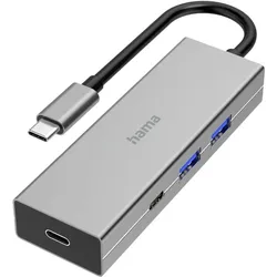Hama USB-C-Hub, 4 Ports, 2x USB-A, 2x USB-C, USB 3.2 Gen1, 5 Gbit/s (USB-C, 4 Ports), Dockingstation + USB Hub, Grau