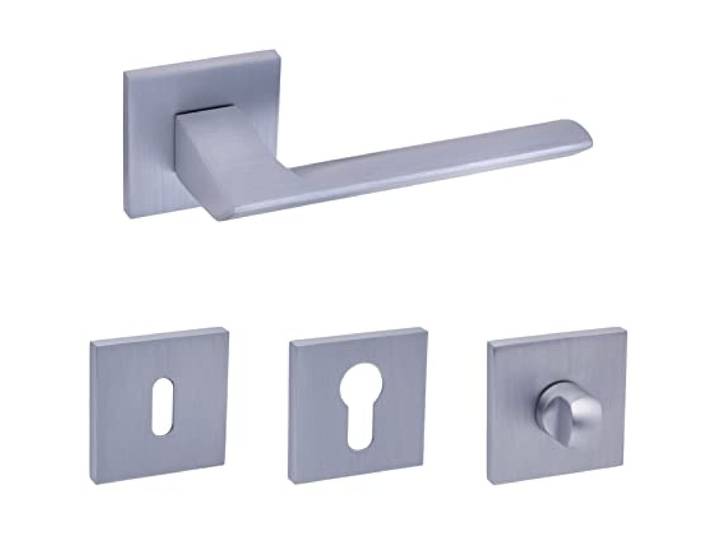 GR Türgriff Italienischer Stil Drückergarnitur BB/PZ/WC Metall Matt Satin Türbeschlag für Innentüren (Rosette WC, Matt Satin)