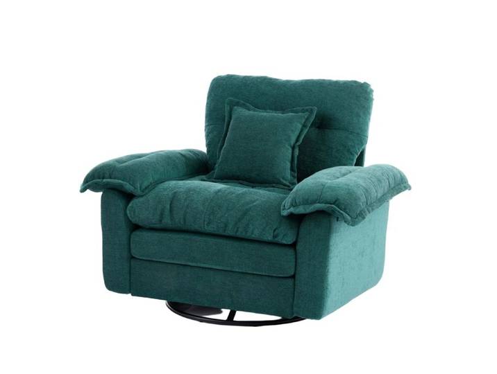 Grand Fauteuil bergère capitonné - Fauteuil scandinave - pivotant - métal et chenille - 116x84x96 - vert