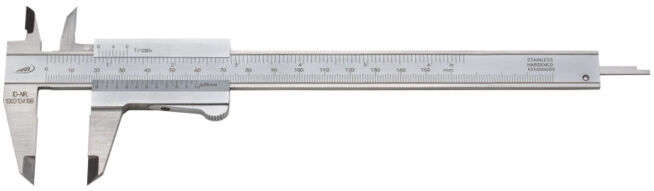 Pied à coulisse de poche Helios Preisser, acier inoxydable, 150 x 40 mm, avec dispositif de détermination du couple rond ; Helios-Preisser (0188501)