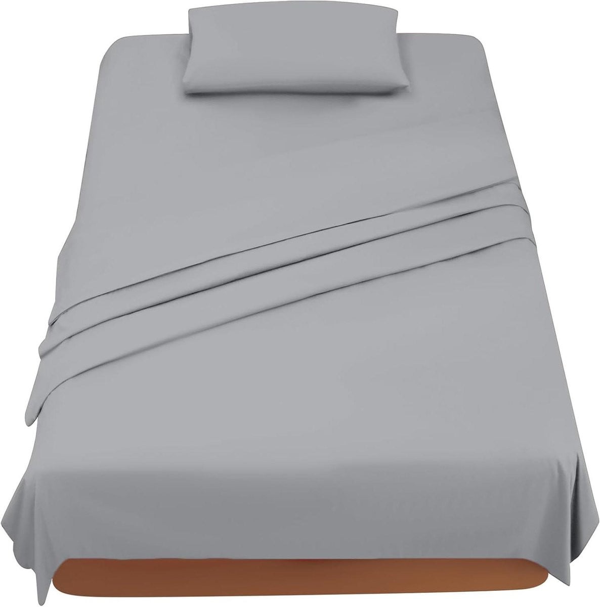 Strijkvrije microvezel beddengoed set voor tweepersoonsbed met laken en sloop in lichtgrijs