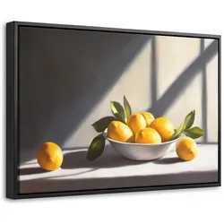 LEINWAND Bilder mit Rahmen - Zitronen - Stilleben - Gelb - 60x40