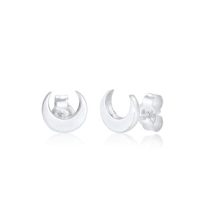 Paar Ohrstecker ELLI "Ohrringe Mond Halbmond Matt 925 Silber" Gr. 7, silber, Ohrringe, Damen, 7, ohne Stein, Silber 925 (Sterlingsilber)
