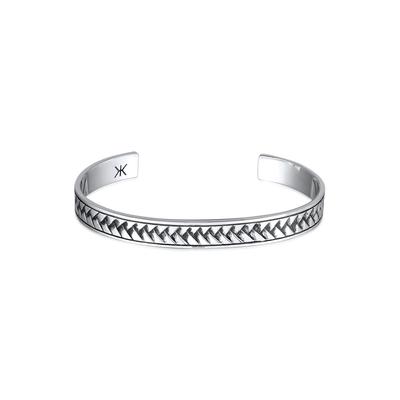 Armreif KUZZOI "Armband Armreif Zopfmuster Vintage Design 925 Sterling Silber" Gr. 190, silber, Armbänder, Herren, Silber 925 (Sterlingsilber), Armreif