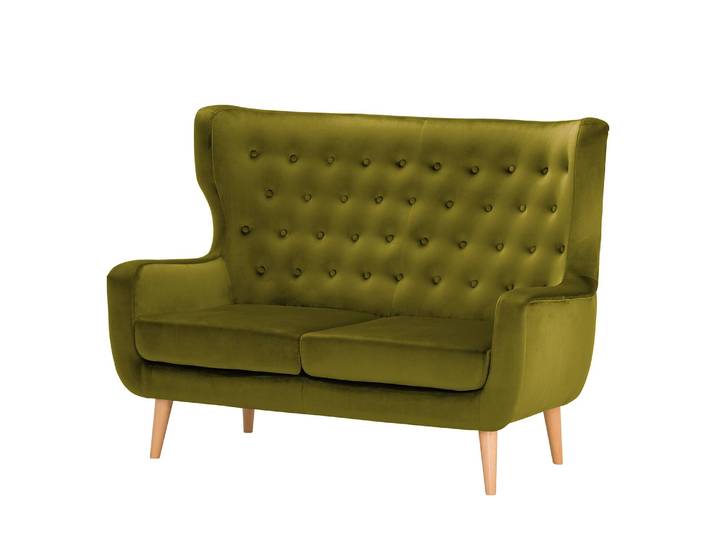 Sofa Boyka I 2-Sitzer Grün/Avocado Samt Ravi 144 x 105 x 88cm Skandi