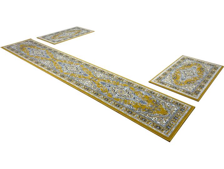 Bettumrandung GOODPRODUCT Oriental, Made in Belgium Gr. 14, gelb, H:7mm, Obermaterial: 100% Polypropylen, Bettumrandungen, Bettumrandung, Läufer-Set, Kurzflor, Orient-Optik, mit Bordüre, pflegeleicht, elegant