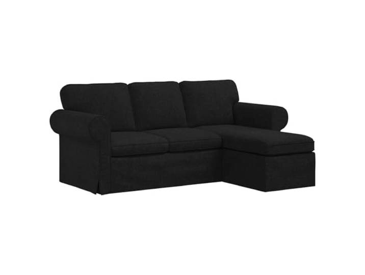 IBUQDDV Sofa Schwarz 195 x 138 x 80 cm Stoff Metall Rahmen, atmungsaktiver Stoff, Holzwerkstoff-Armlehnen, Kunststoffbeine, weiche Kissen, urbanes Wohnen, einfache Pflege