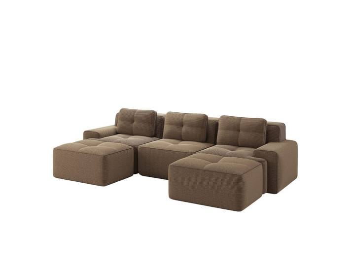 Canapés modulaires en velours côtelé marron