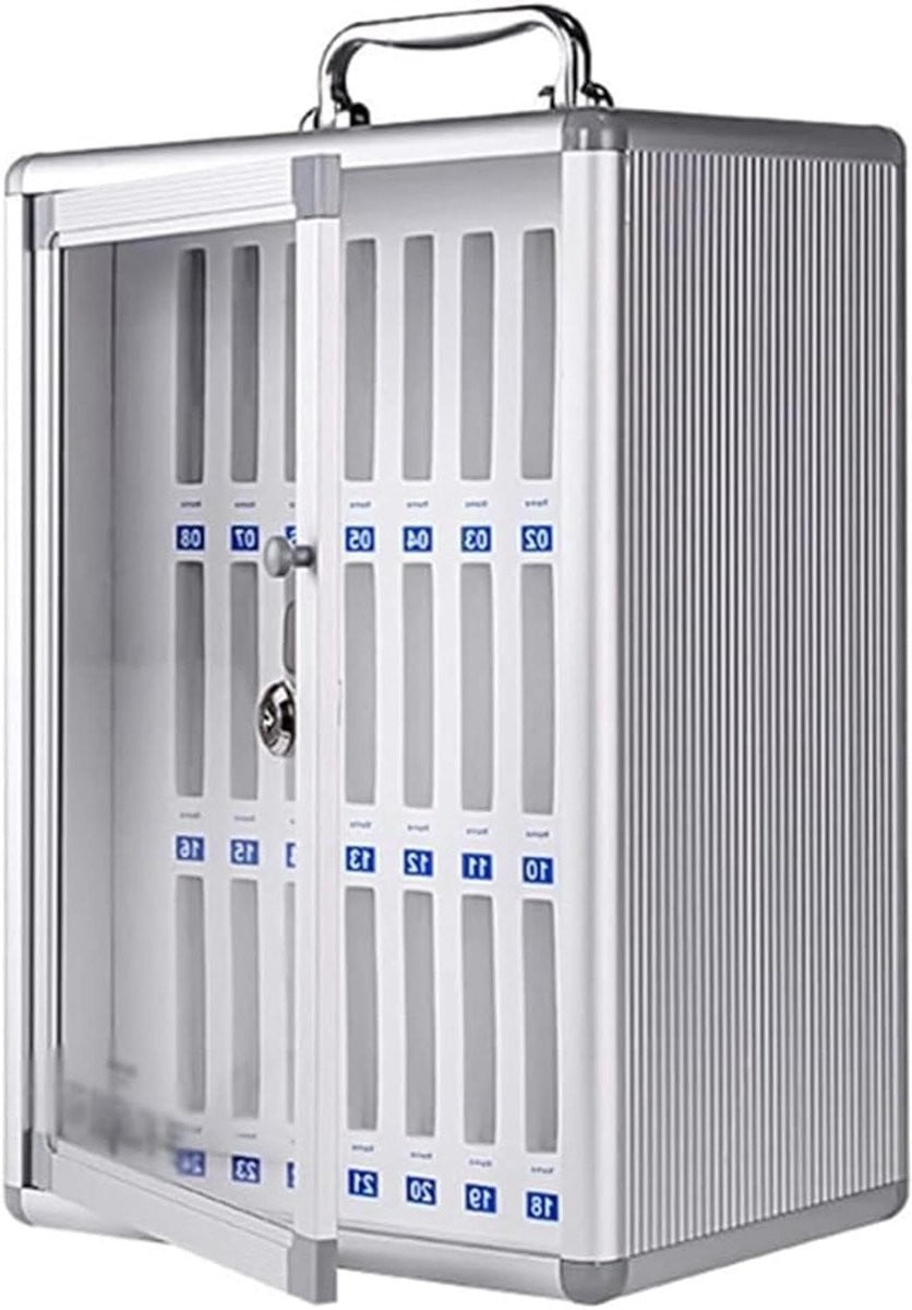 Telefoon Locker Box - Veilige Opbergkast voor Mobiele Apparaten - 24 Slots - Zilver