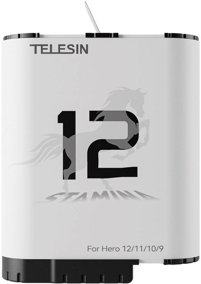 TELESIN Stamina Batteri - GoPro Hero 9 / 10 / 11 / 12 - Hvid