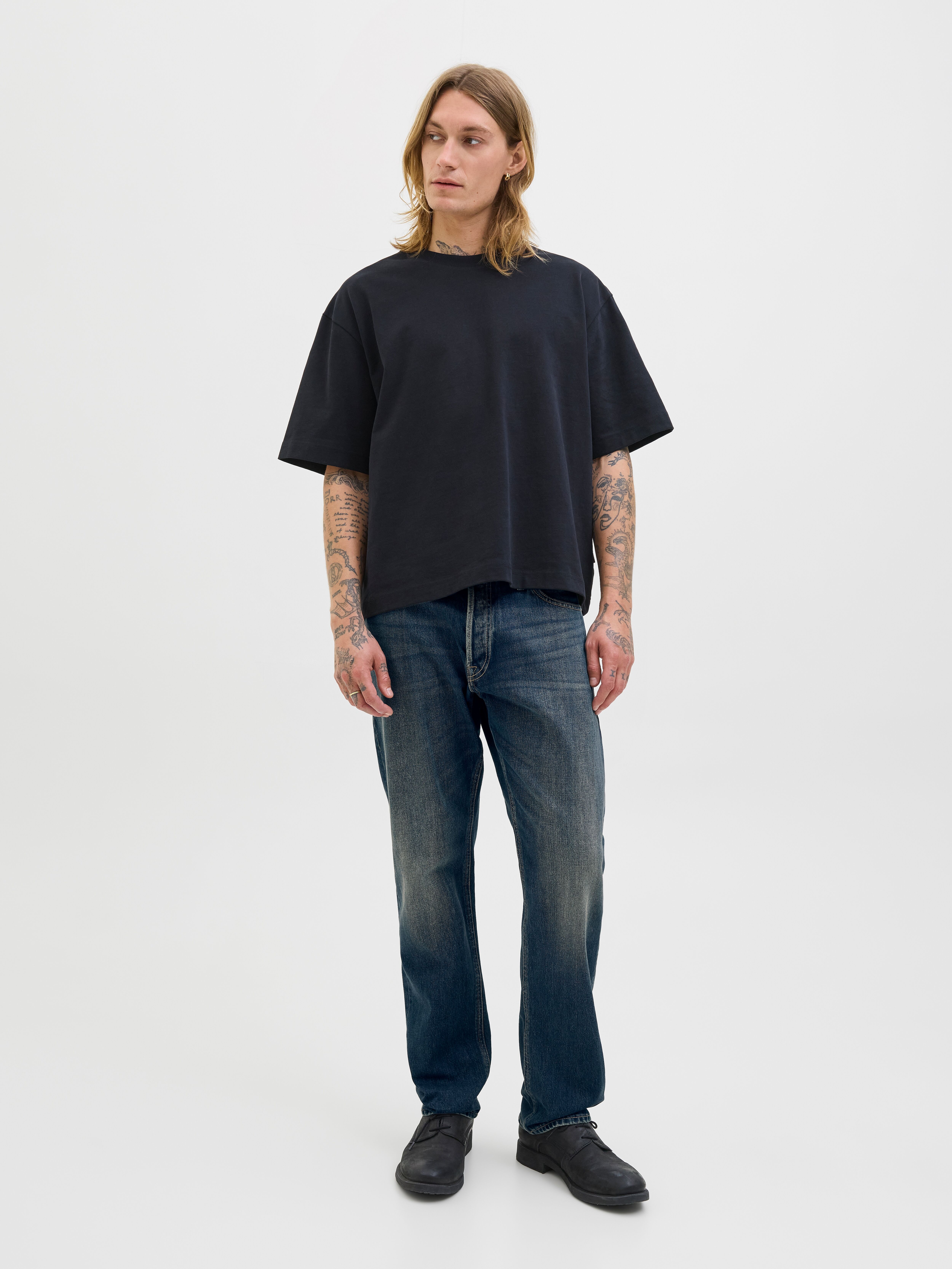 Loose-fit-Jeans JACK & JONES "CHRIS JJORIGINAL", Herren, Gr. 29, Länge 32, blau (blau denim), Denim/Jeans, Obermaterial: 100% Baumwolle, Abriebeffekte, loose fit lang, Jeans Loose-fit-Jeans, Baumwolle, loose fit blau denim 29, Länge 32