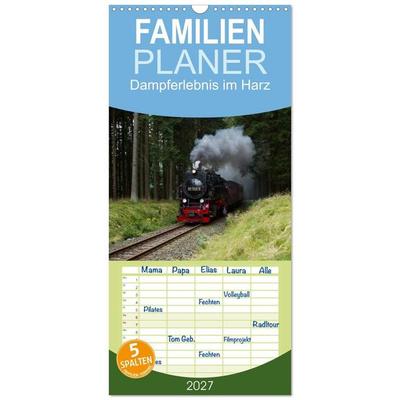 Familienplaner 2027 - Dampferlebnis im Harz mit 5 Spalten (Wandkalender, 21 x 45 cm) CALVENDO