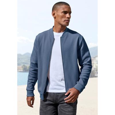Sweatjacke JOHN DEVIN "aus Struktur-Qualität, relaxed fit", Herren, Gr. M (48/50), blau, Obermaterial: 83% Baumwolle, 16% Polyester, 1% Elasthan, unifarben, relaxed fit, Rundhals, Rippbündchen, Sweatjacken Sweatjacke, in Struktur-Qualität, mit...