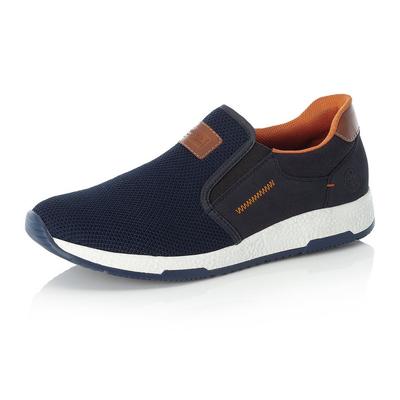 Slip-On Sneaker RIEKER, Herren, Gr. 44, Textil, blau, Lederimitat, Textil, Schuhe, Casual Slipper, Freizeitschuh, Schlupfschuh mit Kontrastnaht