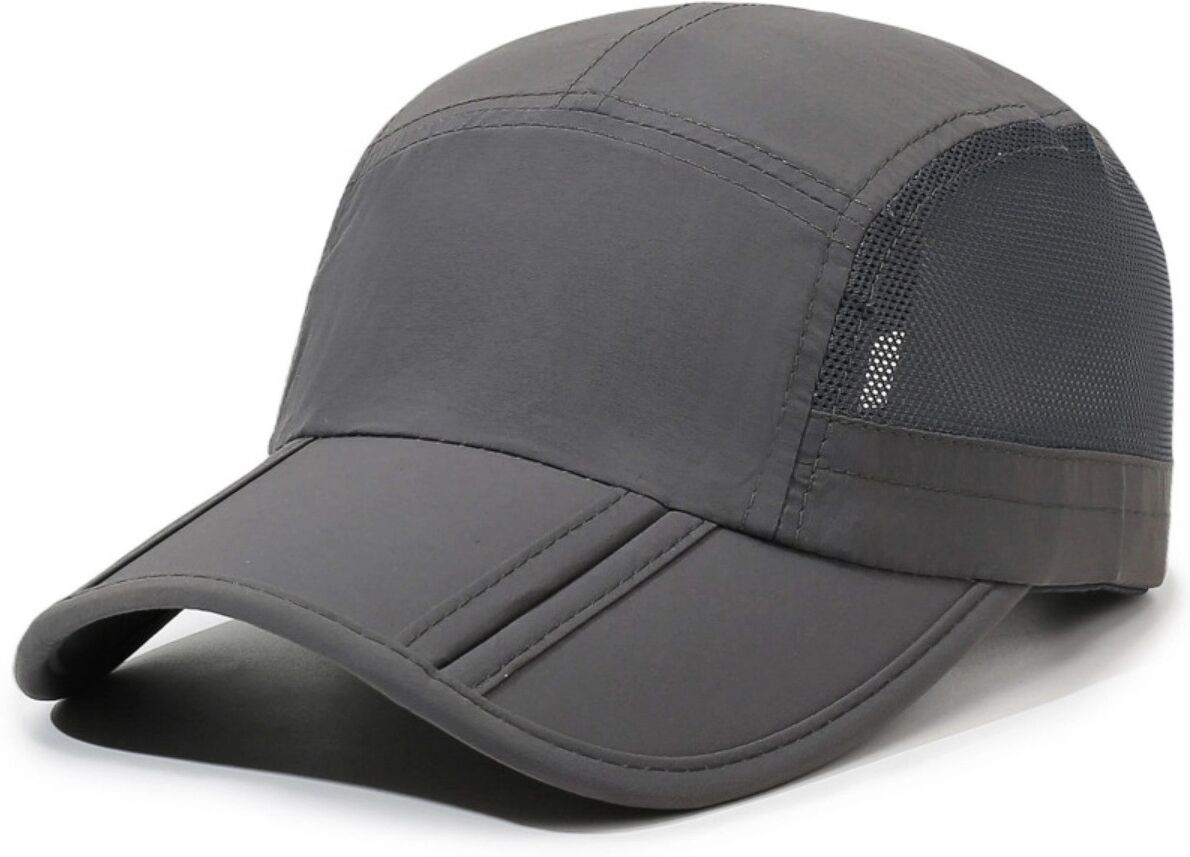 INF Entenschnabel-Kappe aus Polyester mit Sonnenschutz, schnelltrocknendem Mesh, verbreitertem Schweißband und verstellbarem Dunkelgrau