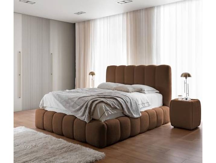 Friderik Polsterbett Cande 200x200, mit Stauraum und Bettkasten, Braun Bett mit Lattenrost, Doppelbett mit Stabilem Holzrahmen und Kopfteil, Eleganter Catch Me