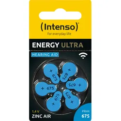 INTENSO 7504446M - Hörgerätebatterie, Zink-Luft, 11,6x5,4 mm, Aid 675, 60er-Pack
