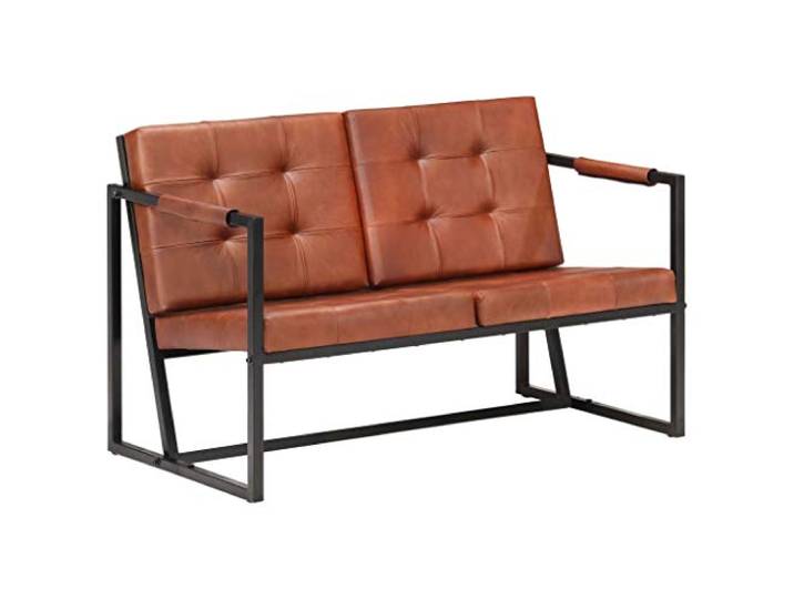 vidaXL Sofa 2-Sitzer Zweisitzer Sessel Loungesofa Polstersofa Ledersofa Wohnzimmersofa Sitzmöbel Designsofa Braun Echtes Ziegenleder