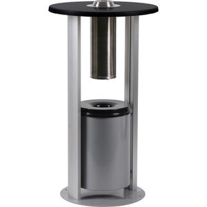 Showdown-Displays Aschenbecher Smoking Table, silber, Outdoor, 2in1, Aschenbecher & Mülleimer aus Metall, 70 x 118cm, 4 Liter