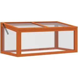 GEWÄCHSHAUS Pflanzenbeet mit Abdeckung, Tannenholz, Polycarbonat, Orange