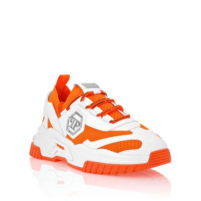 Sneaker PHILIPP PLEIN "Predator", Herren, Gr. 37, Normalschaft, orange (0186, weiß, orangefluo), Schuhe Sneaker