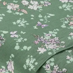 Baumwollstoff "Nostalgie Blümchen", grün-color