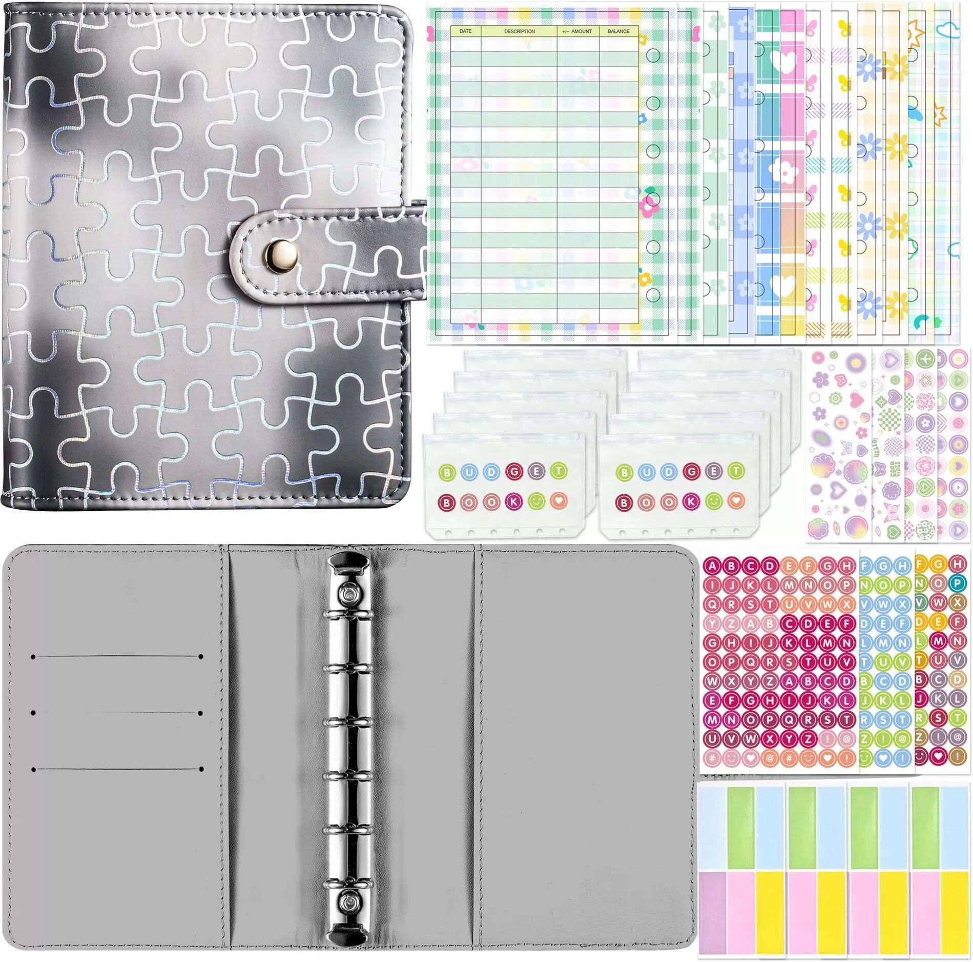 INF A7 Pocket Puzzle Binder - Budgeting Notebook Kit Grau
