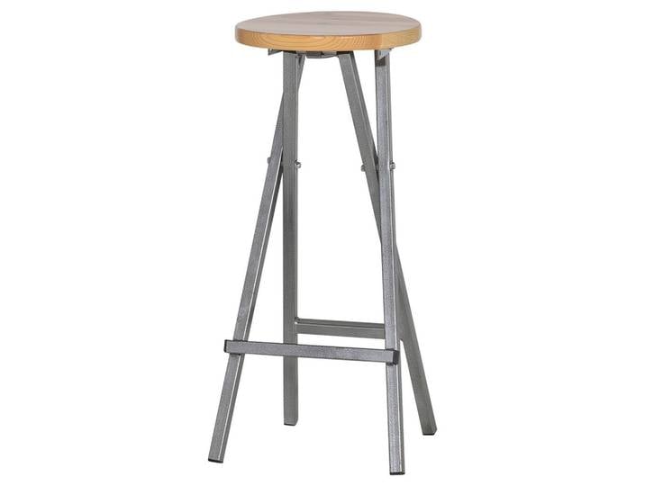 Gardenson Barhocker, Beige, Anthrazit, Holz, Metall, Kiefer, 35x82x35 cm, klappbar, wetterfest, Esszimmer, Barmöbel, Barhocker