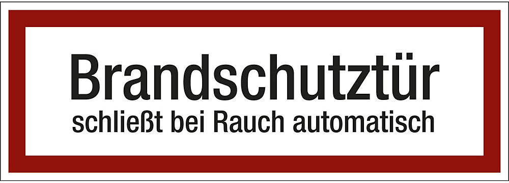 kaiserkraft Brandschutzkennzeichen für die Feuerwehr, Brandschutztür schließt bei Rauch automatisch, VE 10 Stk, Folie, LxH 210 x 74 mm