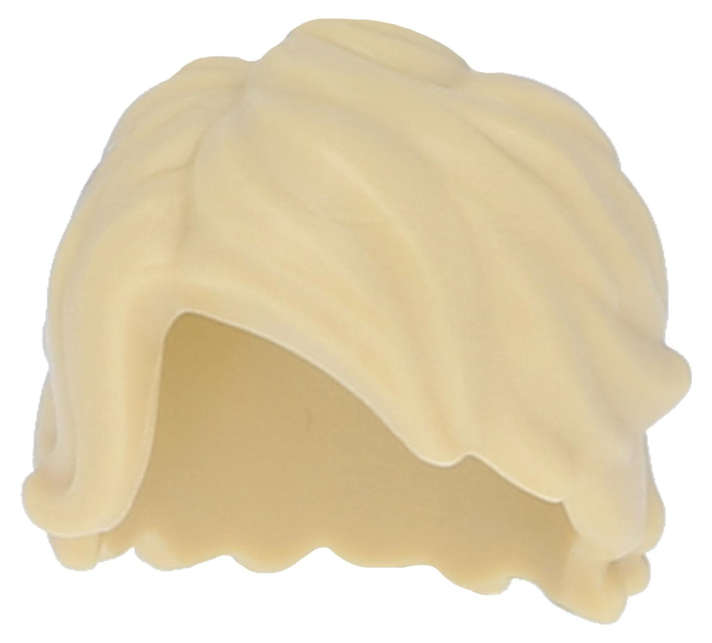 LEGO Beige minifiguurhaar, middellange lengte, rommelig, met scheiding aan de zijkant (25409)