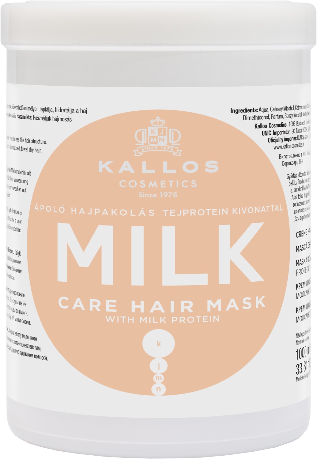 Kallos KJMN Milk Care Hair Mask 1000 ml KA-KJMN1139
