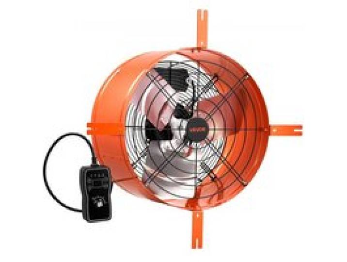 VEVOR Giebellüfter 40,6cm Dachbodenlüfter mit 3304,6m³/h Luftstrom Orange, Kühlung & Luftzirkulation für Dachboden Werkstatt & Garage, Kohlenstoffstahlgehäuse, mit Thermostat Netzkabel & Steuerkabel
