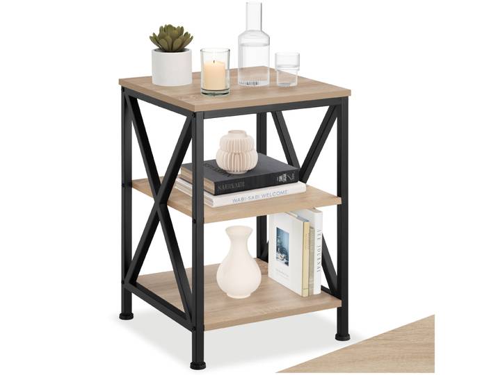 Beistelltisch Nottingham 40,5x40,5x60,5cm - Industrial Holz hell, Eiche Sonoma