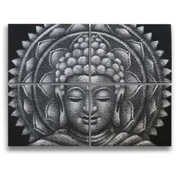 Grey Buddha Mandala Brocade Detail 30x40cm x 4