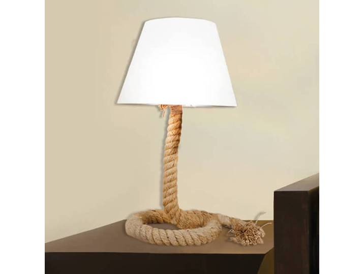 Näve Tischlampe Rope, creme / amber, für Wohn- / Esszimmer, Metall, Maritim, Tischlampe