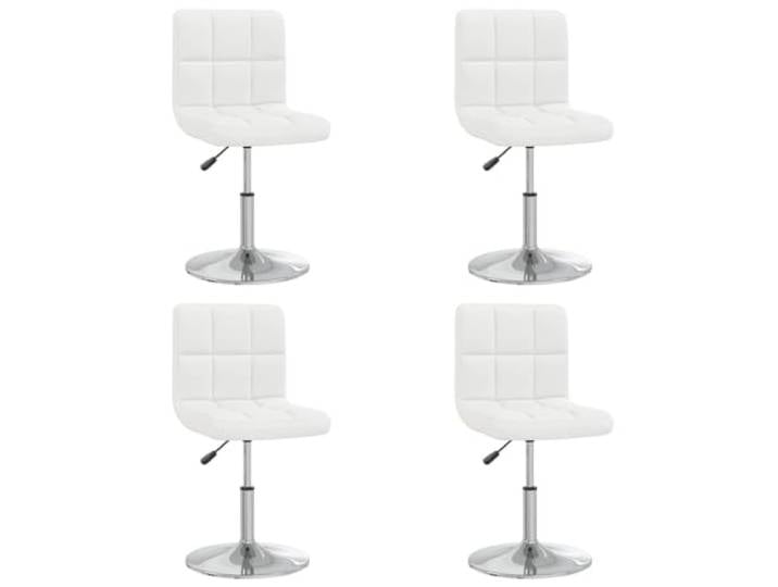 KUTYWEXFM Esszimmerstühle 4er Set Weiß Höhenverstellbar Kunstleder Moderne Drehstühle im 4er Set für Esszimmer und Büro, höhenverstellbar mit pflegeleichtem Sitzbezug in Weiß.