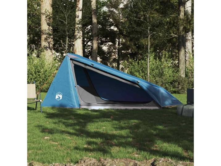 Tente tunnel de camping 1 personne bleue adaptée à une utilisation en extérieur