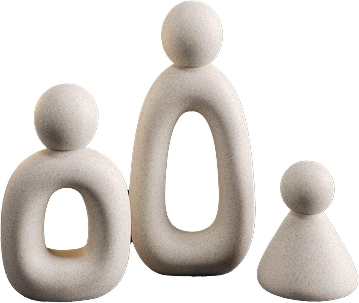 SnelShoppen Abstracte Familie van 3 Figuren Sculpturen - Moderne Witte Beelden voor Thuisdecoratie