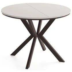 ESSTISCH Valio Neo rund oval ausziehbar verlängerbar mit braunen Metallbeinen, Kaschmir 100-140/100/76 cm