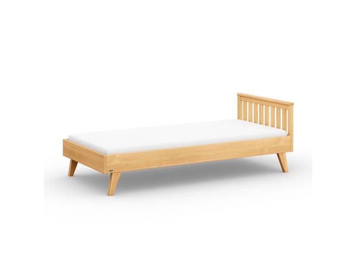 Naturwohnen Massivholzbett 90x200cm Erle natur geölt Serie Laura Design und Handwerk perfekt vereint mit bioola® nature veredelt