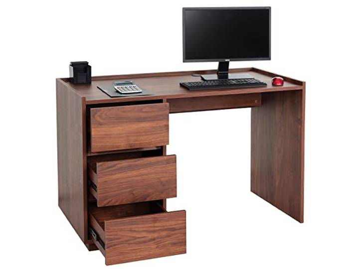 Mendler Schreibtisch HWC-J78, Schublade 78x121x60cm - Walnuss-Optik Bürotisch, Computertisch, Arbeitstisch