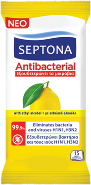 Septona Toalhitas Antibacterianas Limão 15 un