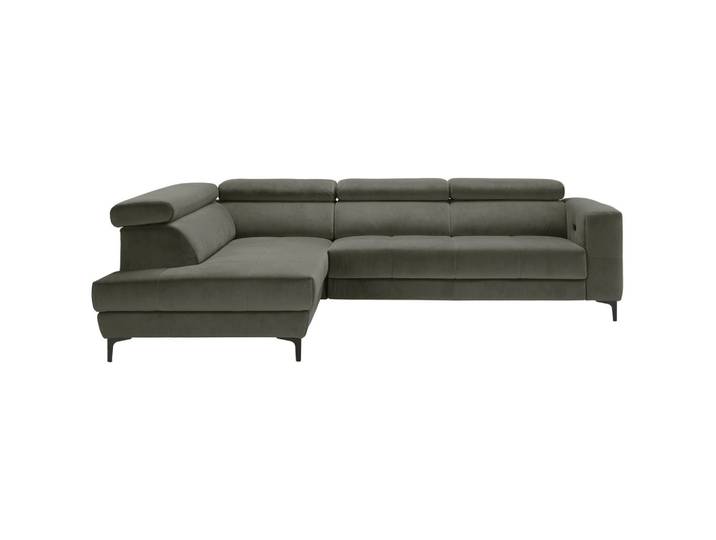 Ecksofa Velours Graugrün