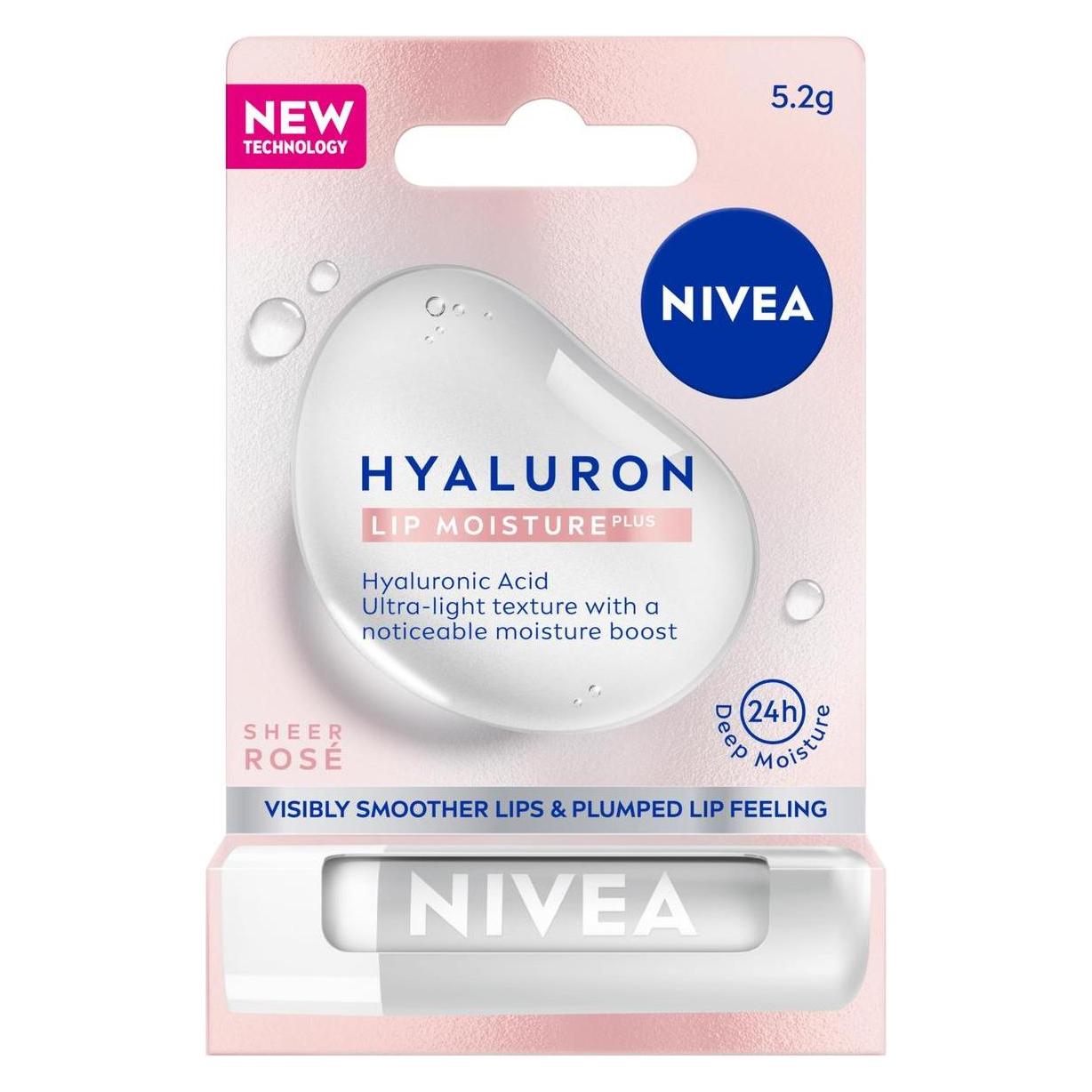 Nivea Hyaluron Lip Moisture Plus Sheer Rose Moisturizing Lip Balm 5.2G (Lippenbalsam, Lippenpflege Stick, 5.20 g) (36576080)