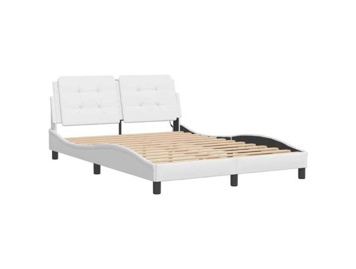 Lit chambre/Lit adulte - CLOUD - avec LED - sans matelas - Contemporain - blanc 140x190 cm LL917