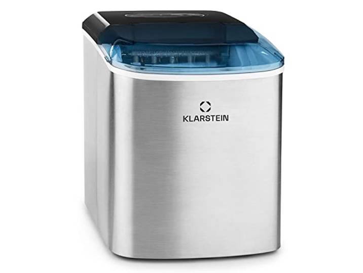Klarstein On-The-Rocks - Eismaschine, Eiswürfelbereiter, Eiswürfelmaschine, 12 kg / 24 h, 120W, 2 Würfelgrößen, 6-12 min, 2,1 Liter Wassertank, Selbstreinigungsprogramm, Edelstahl, schwarz