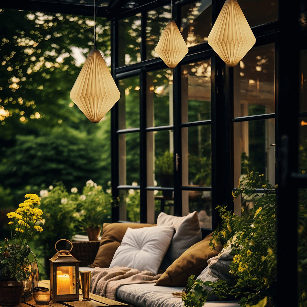 Solar hanglamp Lima - Witte lampion met warm wit LED-licht voor tuin en terras