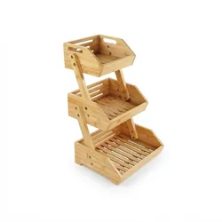 Relaxdays Obst Etagere Bambus, HxBxT: 49 x 30 x 25 cm, Korbetagere für Obst, Gemüse & Gebäck, Obstschale Küche, natur
